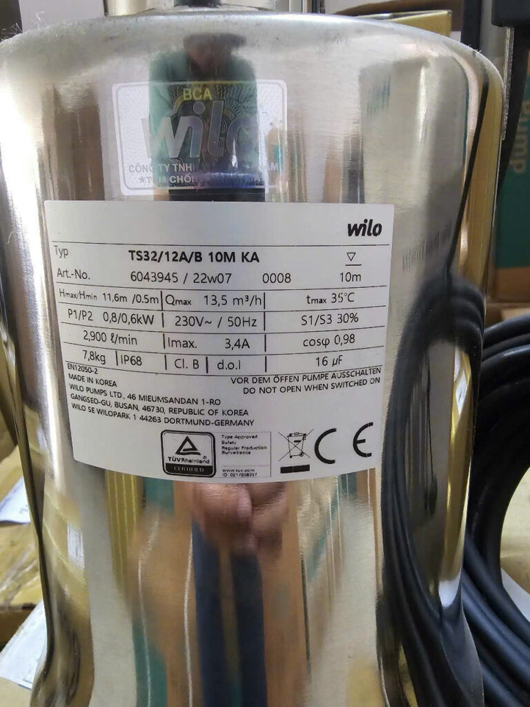Máy bơm chìm WILO TS32/12A/B 10M KA