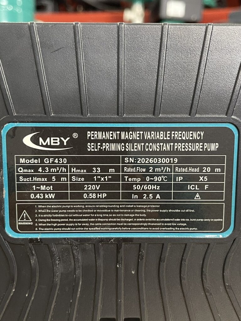 Bơm tăng áp biến tần MBY GF430 0.43KW