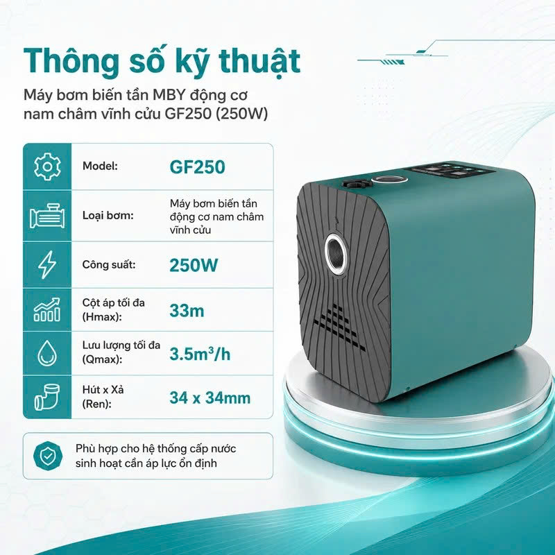Máy bơm tăng áp biến tần MBY GF250