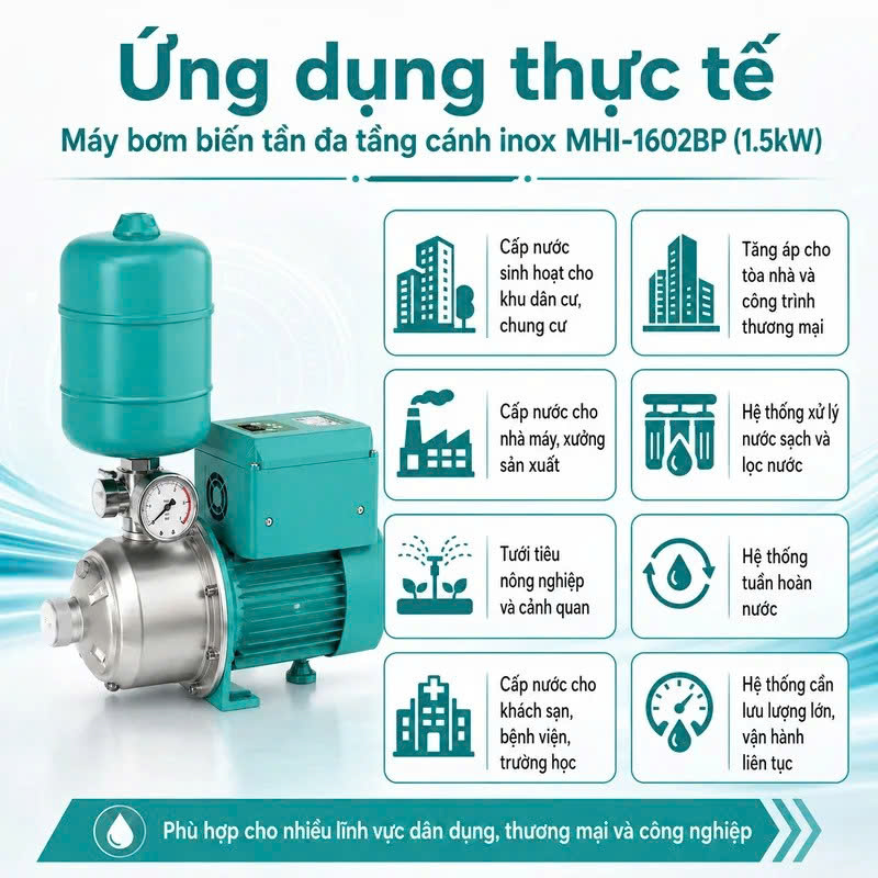 Ứng dụng của Bơm tăng áp biến tần DENOR MHI-1602BP