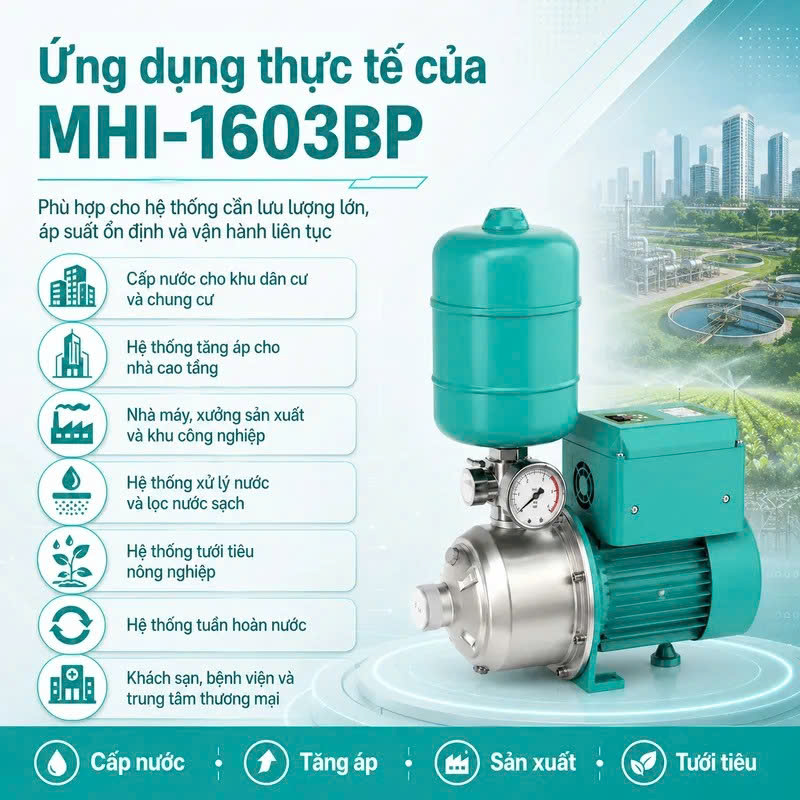 Ứng dụng của Bơm tăng áp biến tần DENOR MHI-1603BP