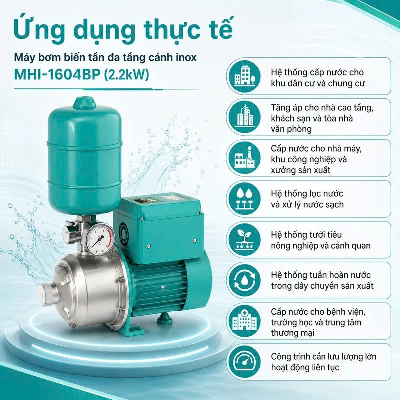 Ứng dụng của Bơm tăng áp biến tần DENOR MHI-1604BP