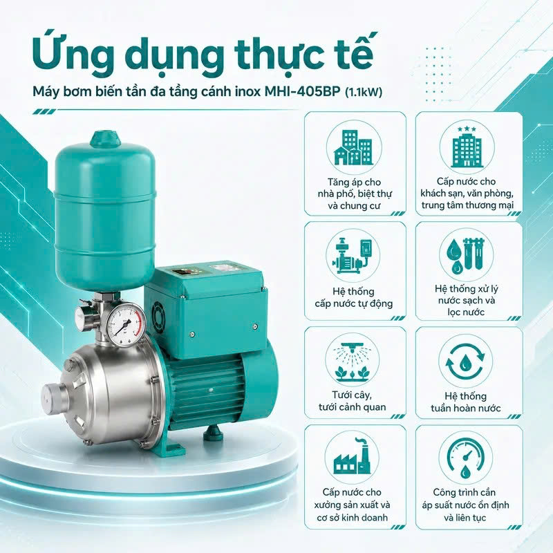 Ứng dụng của Bơm tăng áp biến tần DENOR MHI-405BP