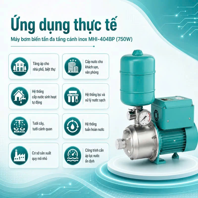 Ứng dụng của bơm tăng áp biến tần DENOR MHI-404BP