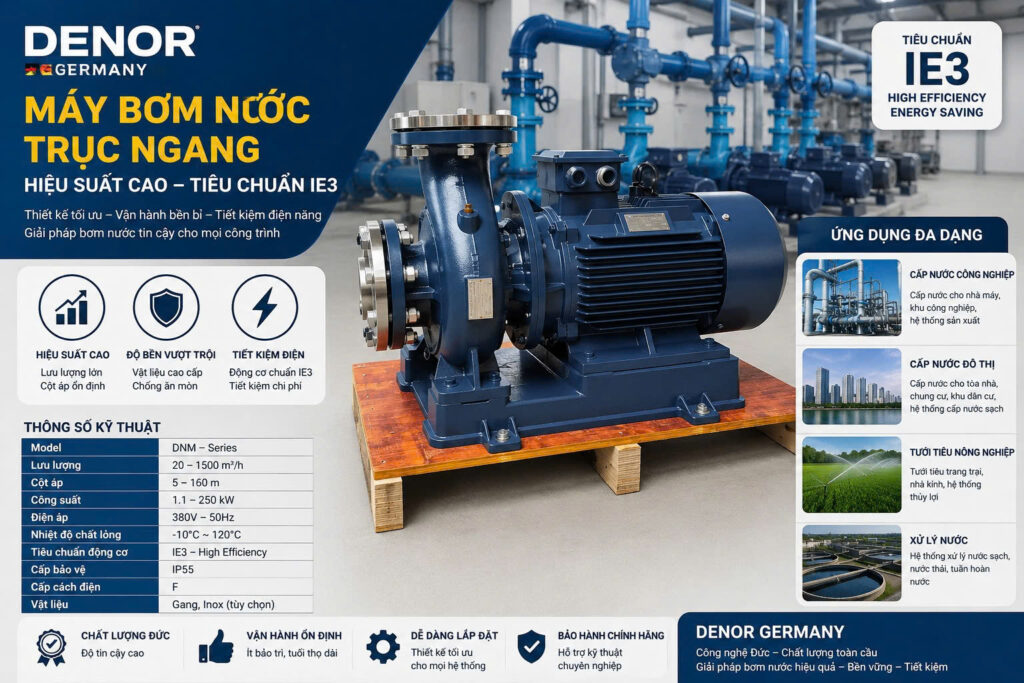 Ứng dụng của máy bơm trục ngang DENOR