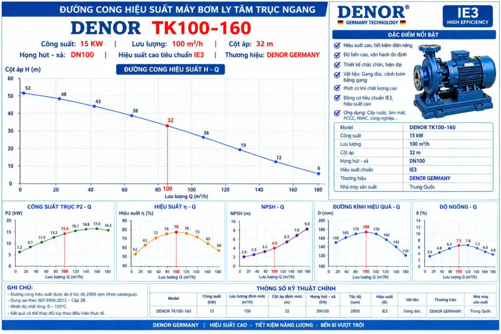Máy bơm trục ngang DENOR TK100-160