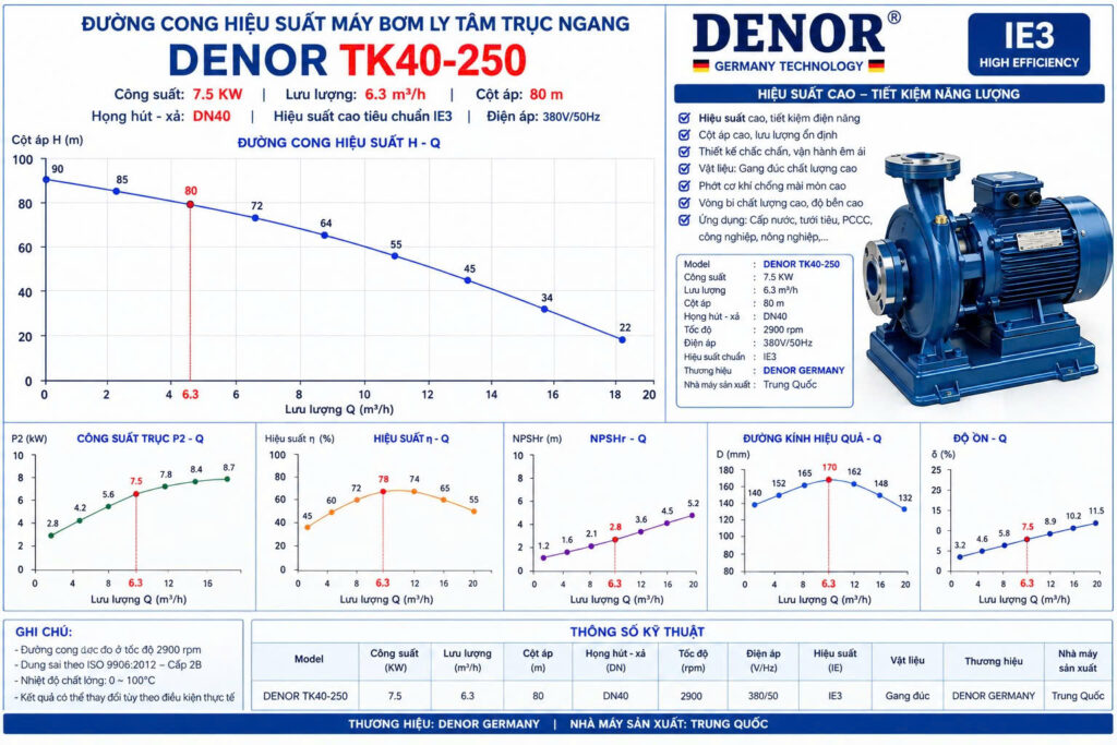 Máy bơm trục ngang DENOR TK40-250