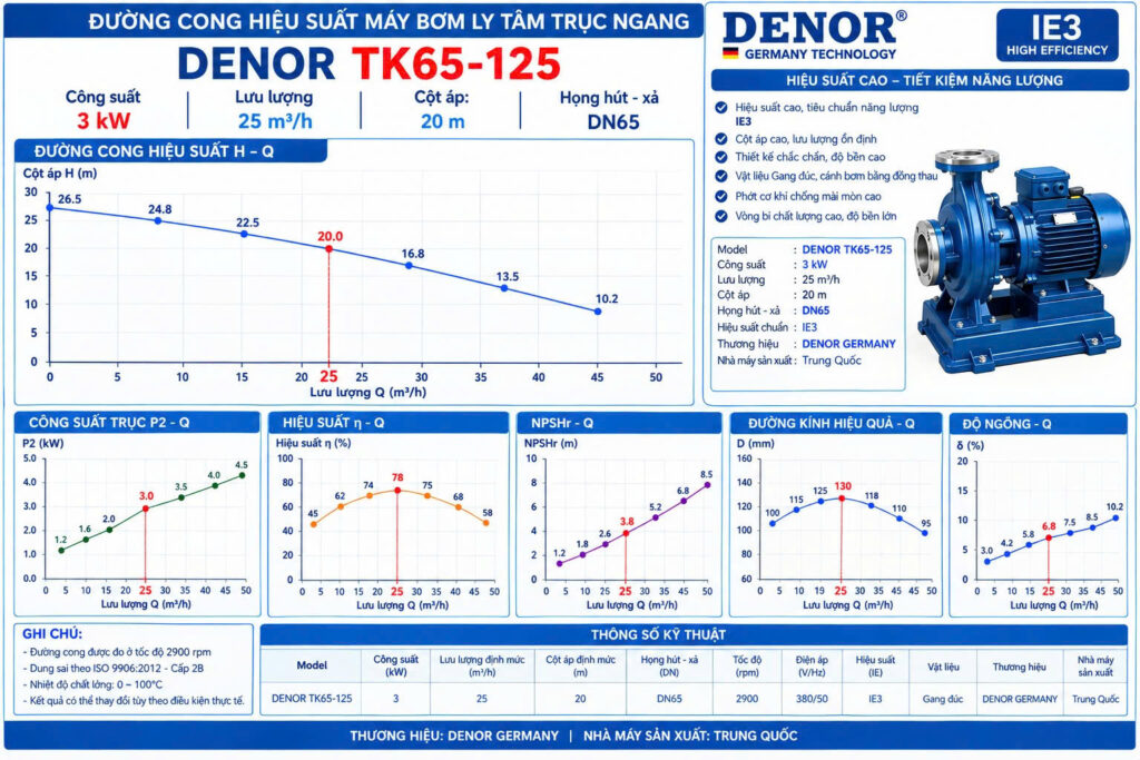 Máy bơm trục ngang DENOR TK65-125