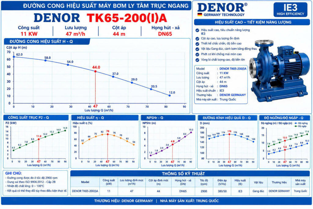 Máy bơm trục ngang DENOR TK65-200(I)A