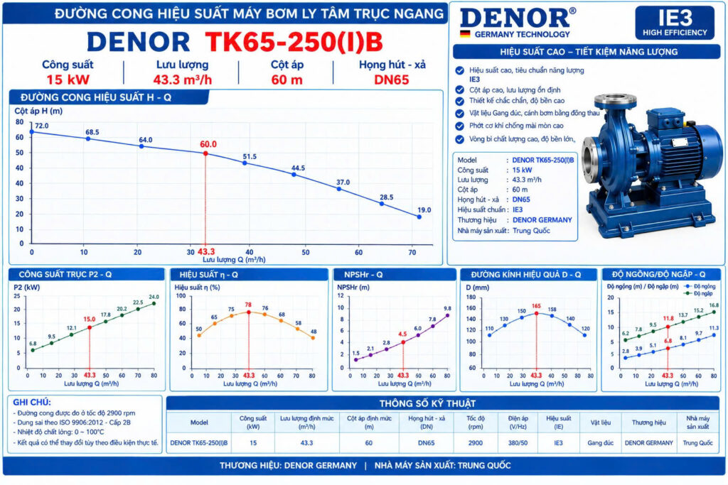 Máy bơm trục ngang DENOR TK65-250(I)B