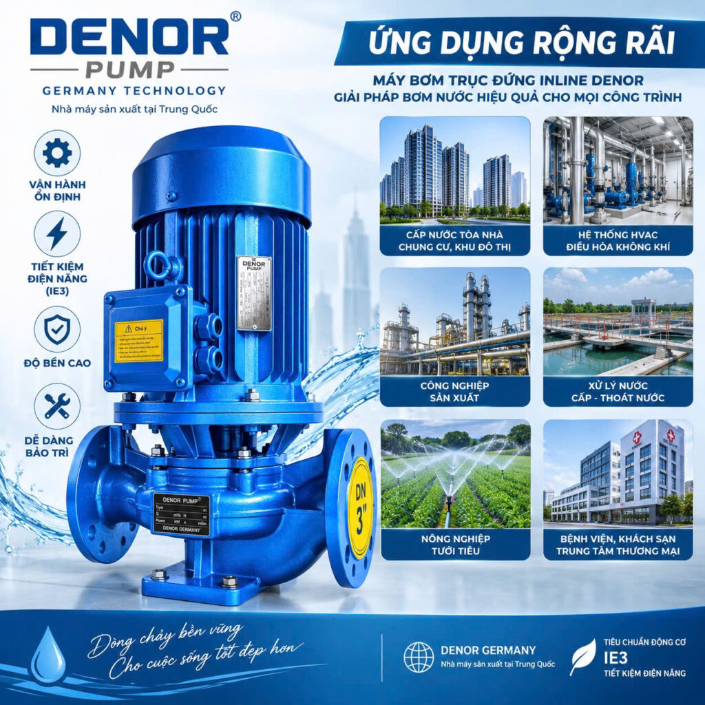 Ứng dụng của máy bơm tuần hoàn trục đứng DENOR ISG