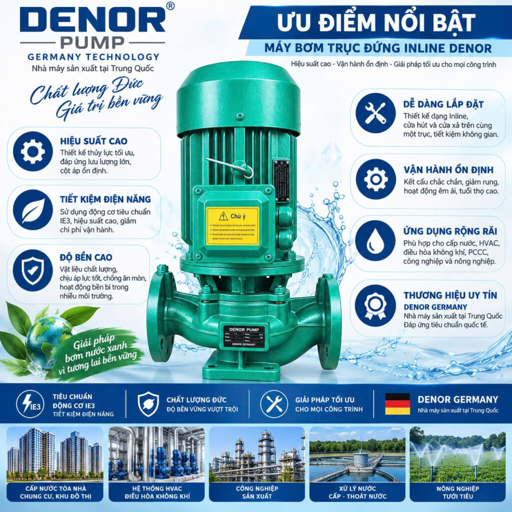 Ưu điểm của máy bơm inline DENOR ISG