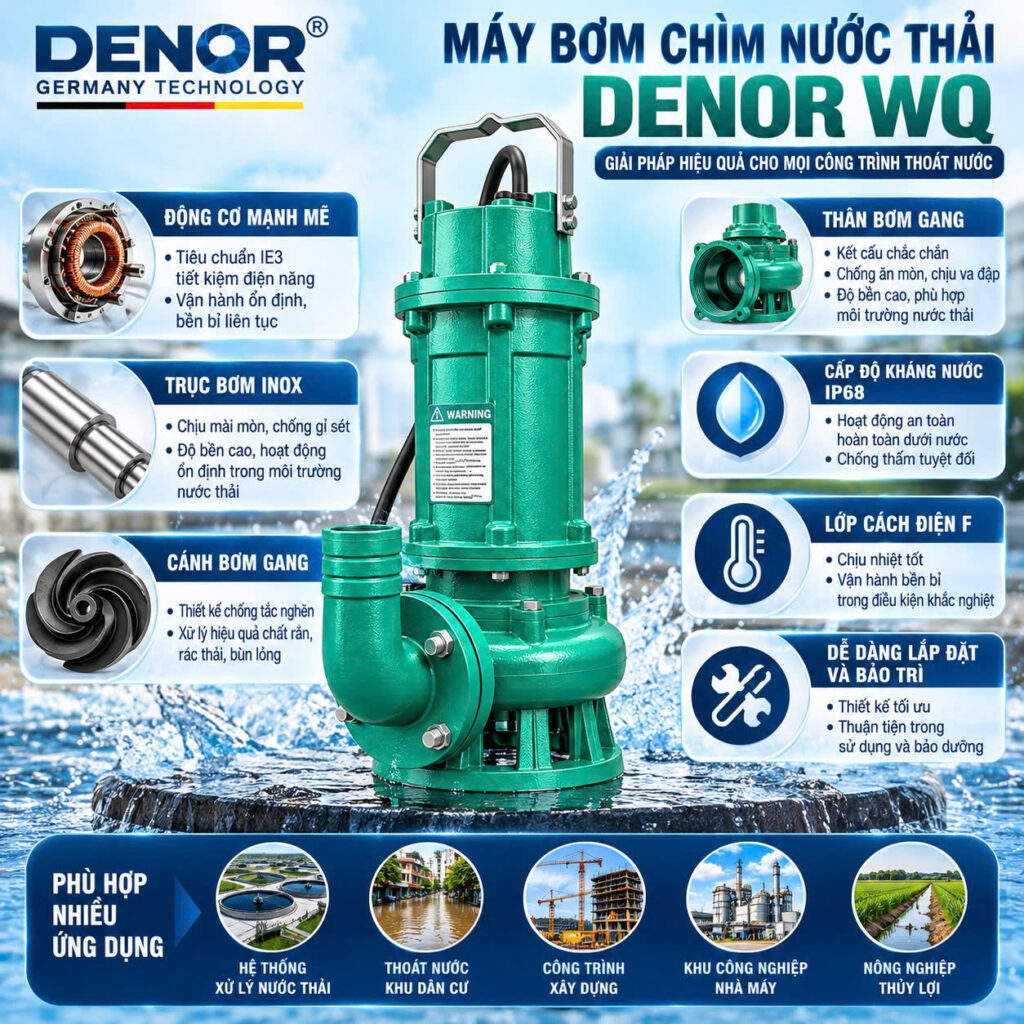 Đặc điểm nổi bật bơm chìm nước thải DENOR WQ