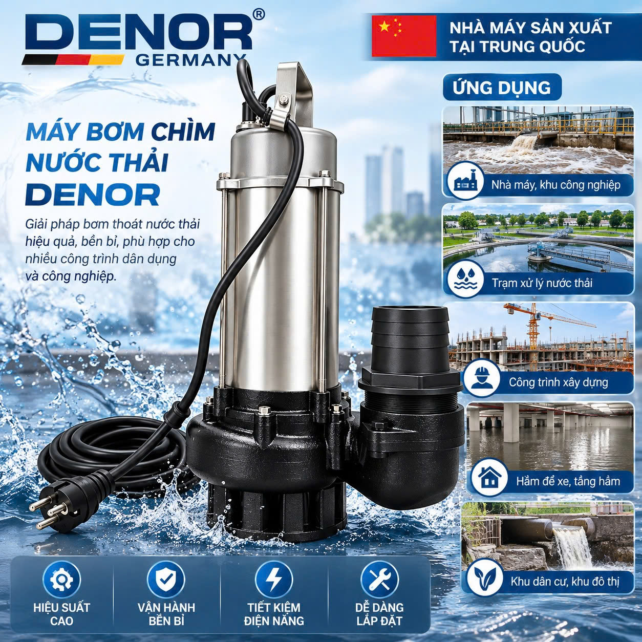 Ứng dụng của bơm chìm lưu lượng DENOR QDX