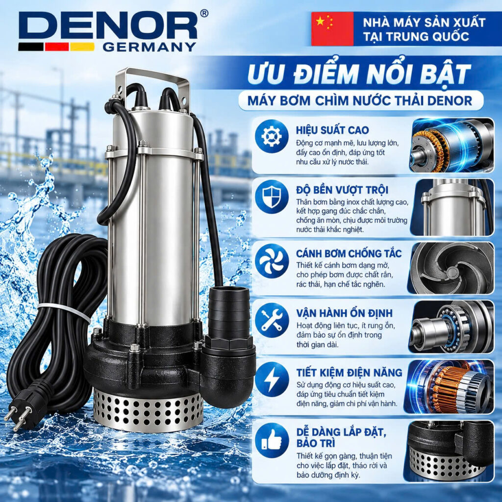Ưu điểm của bơm chìm nước thải DENOR